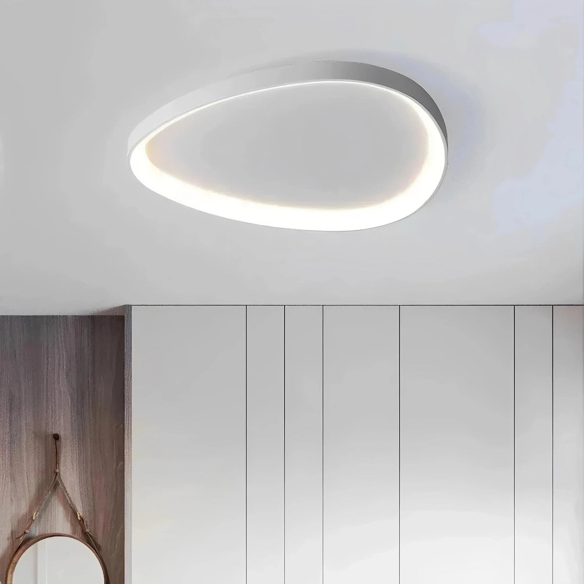 Plafonnier LED Rond Nordique Double Cercle 42cm 90cm Noir Blanc Dimmable