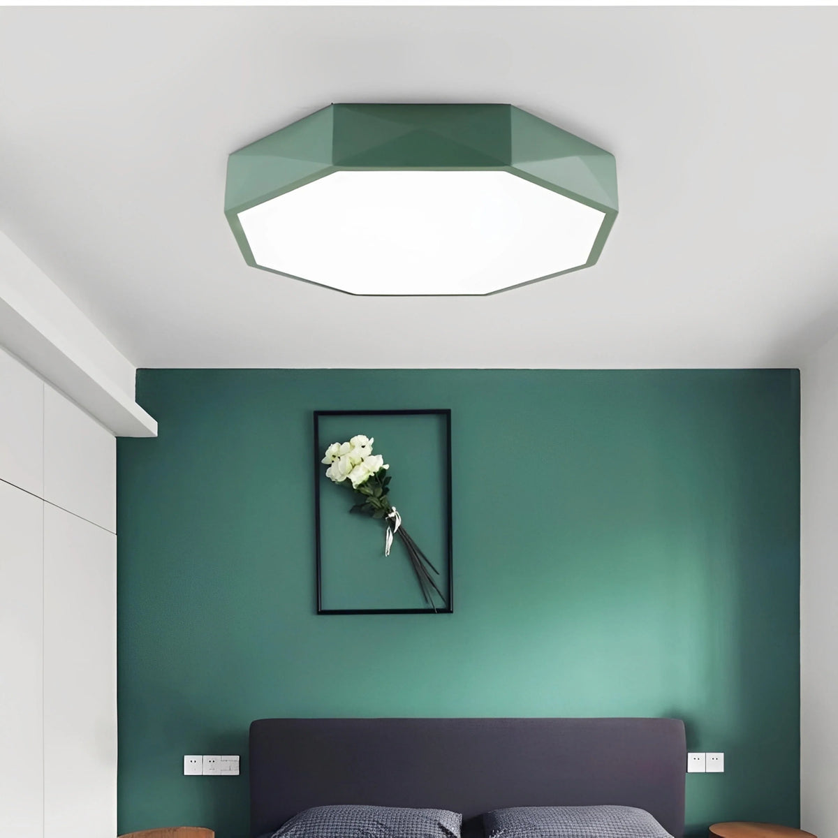 Plafonnier LED Octogone Coloré Ultra-Fin 6cm 30cm 60cm 5 Couleurs Dimmable