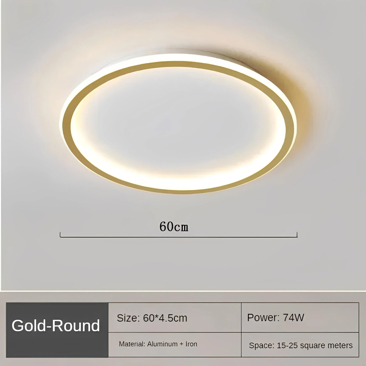Plafonnier LED Rond Scandinave Ultra-Fin Aluminium Noir Blanc Doré Dimmable