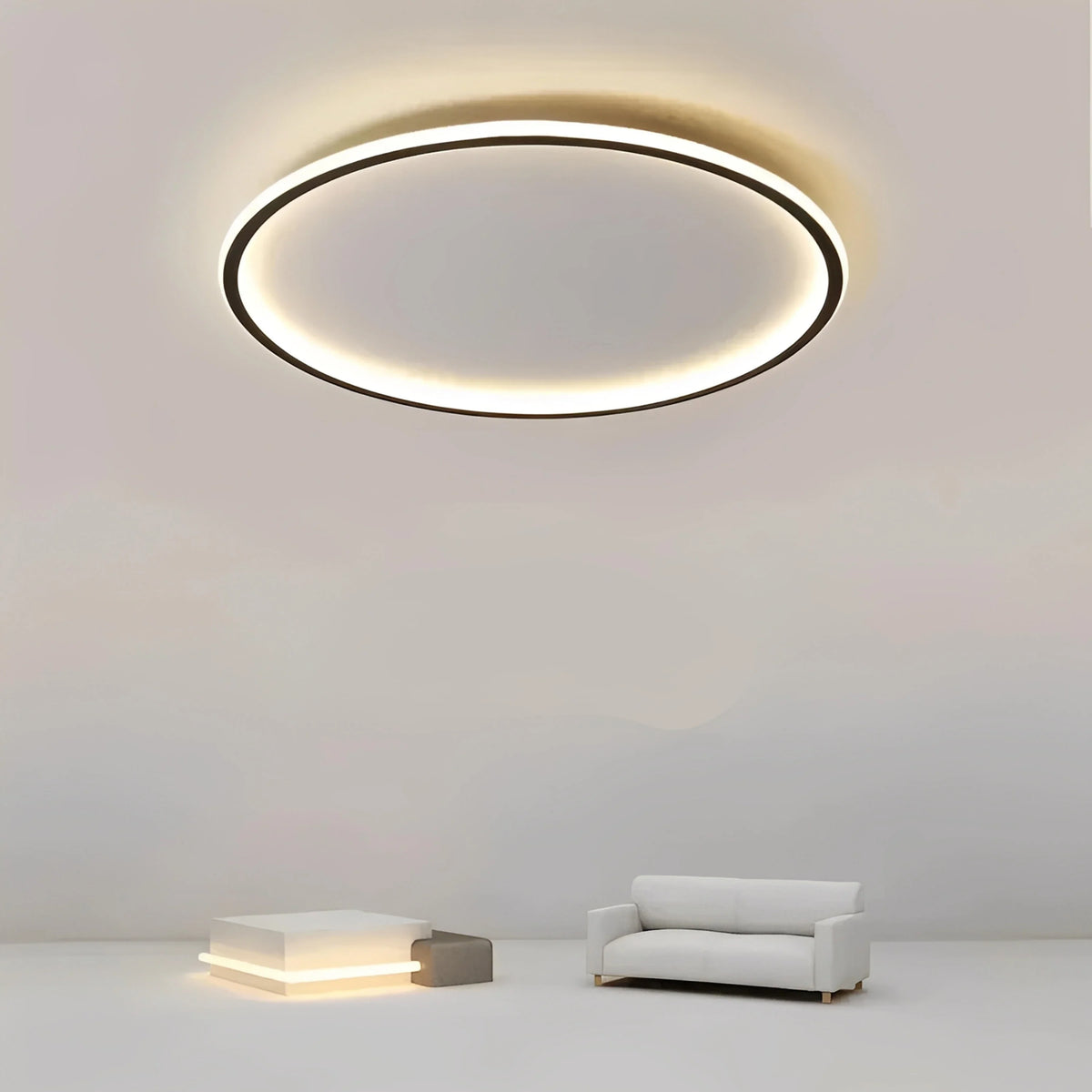 Plafonnier LED Rond Scandinave Ultra-Fin Aluminium Noir Blanc Doré Dimmable