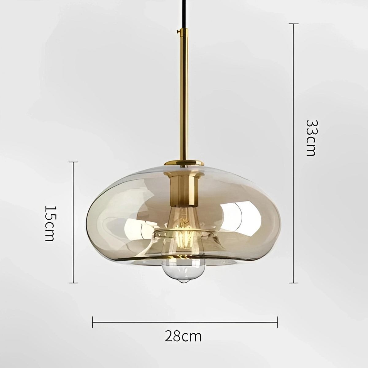 Plafonnier Vintage Verre Fumé Laiton Doré 25cm 28cm Nordique