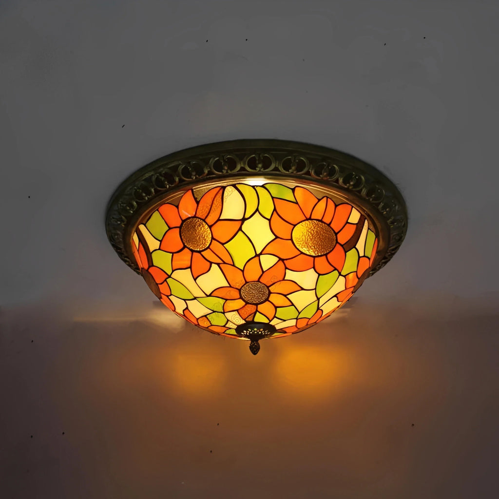 Plafonnier Vintage Art Déco Vitrail Coloré 30cm 8 Modèles
