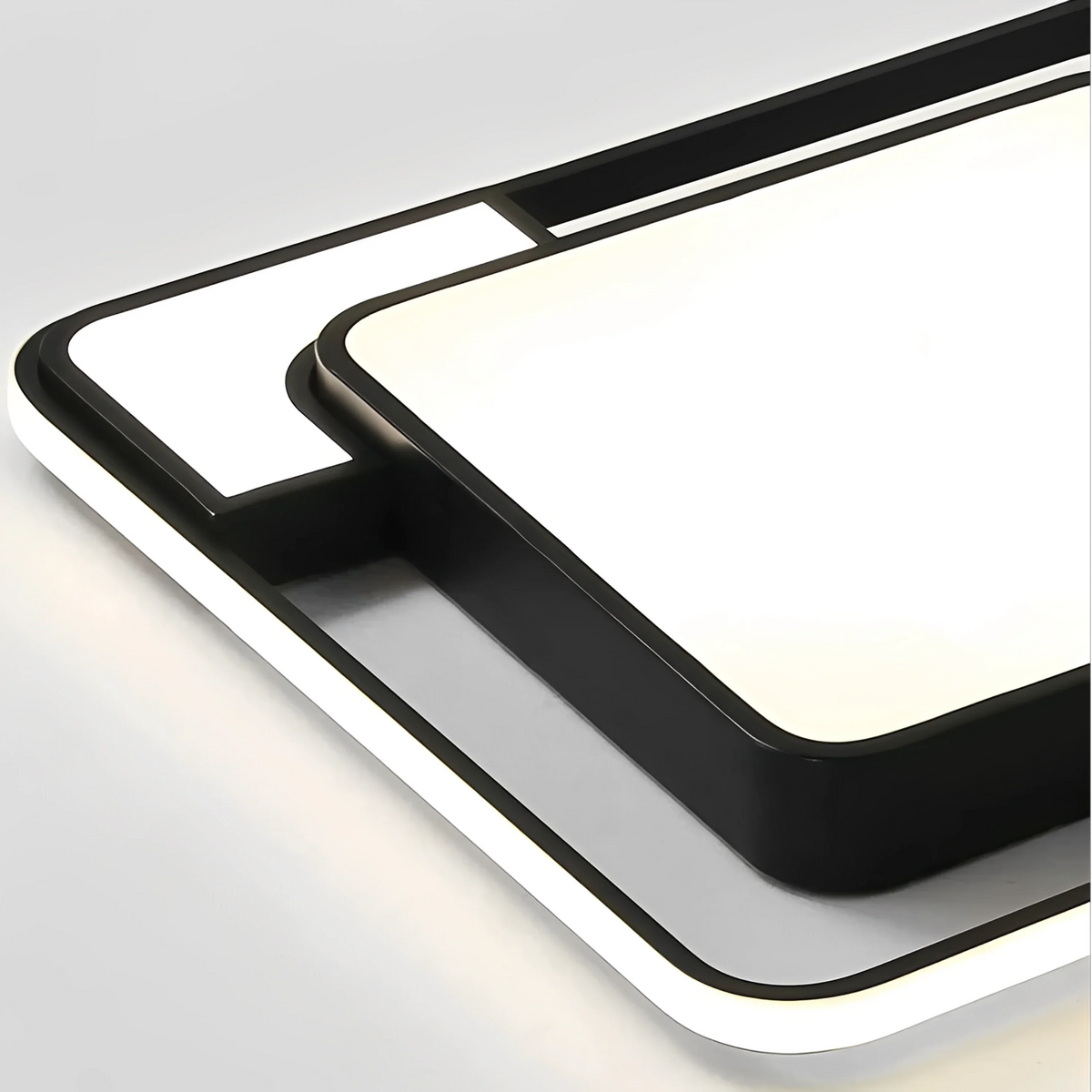 Plafonnier LED Carré Losange Noir 42cm 52cm Dimmable Télécommande