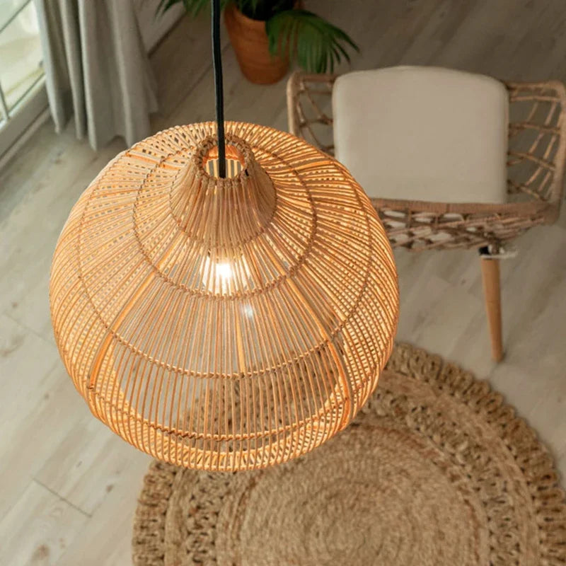 Plafonnier Bambou Forme de Goutte 30cm à 60cm Naturel ou Noir