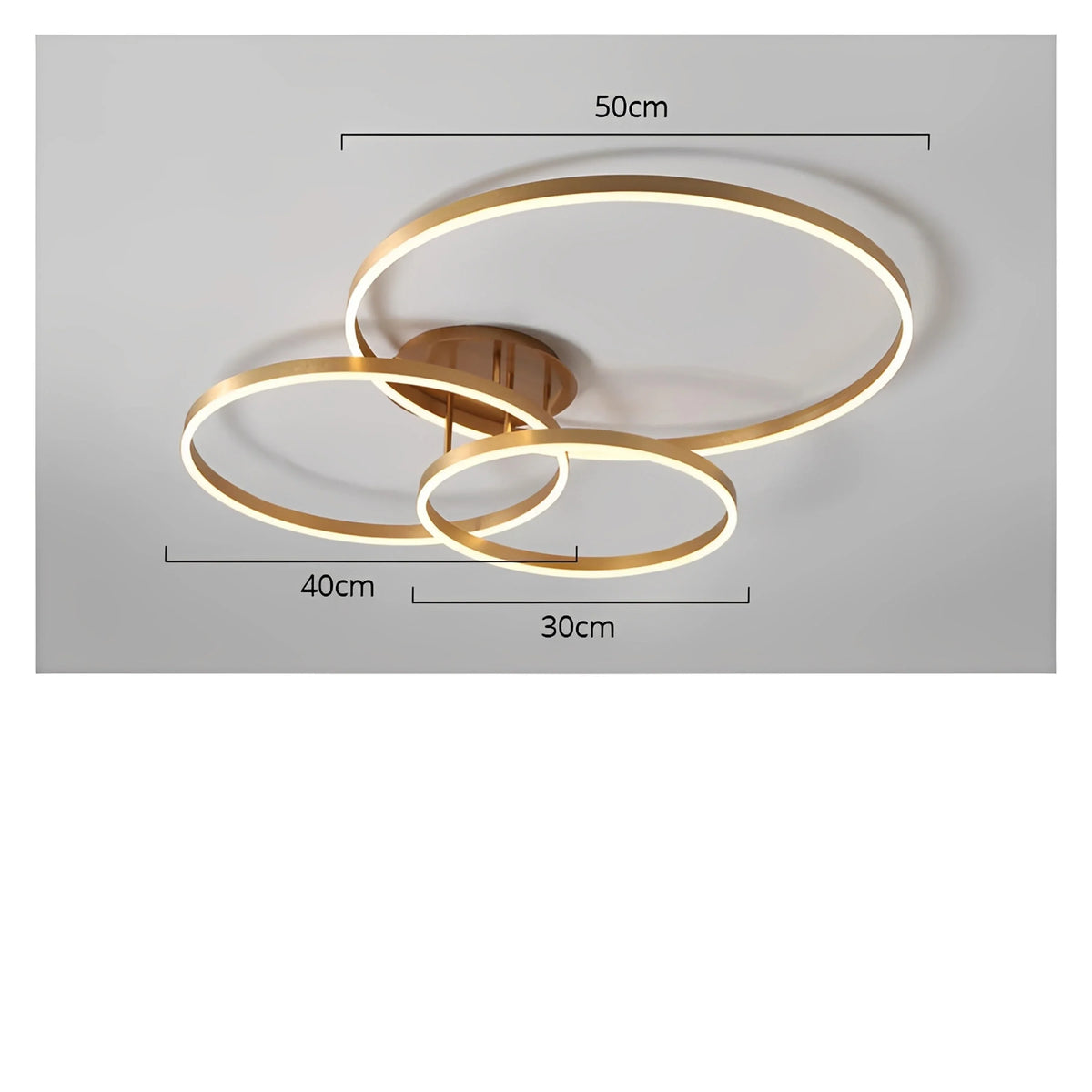 Plafonnier LED Rond Doré Anneaux Acrylique 40cm à 60cm Dimmable Télécommande