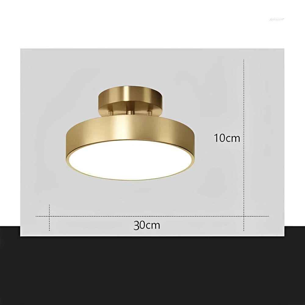 Plafonnier LED Doré Laiton Brossé Rond 30cm