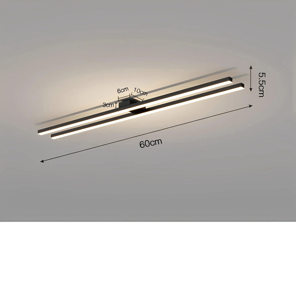 Plafonnier Industriel LED Barre Lumineuse 60cm 80cm 120cm Noir Blanc Dimmable