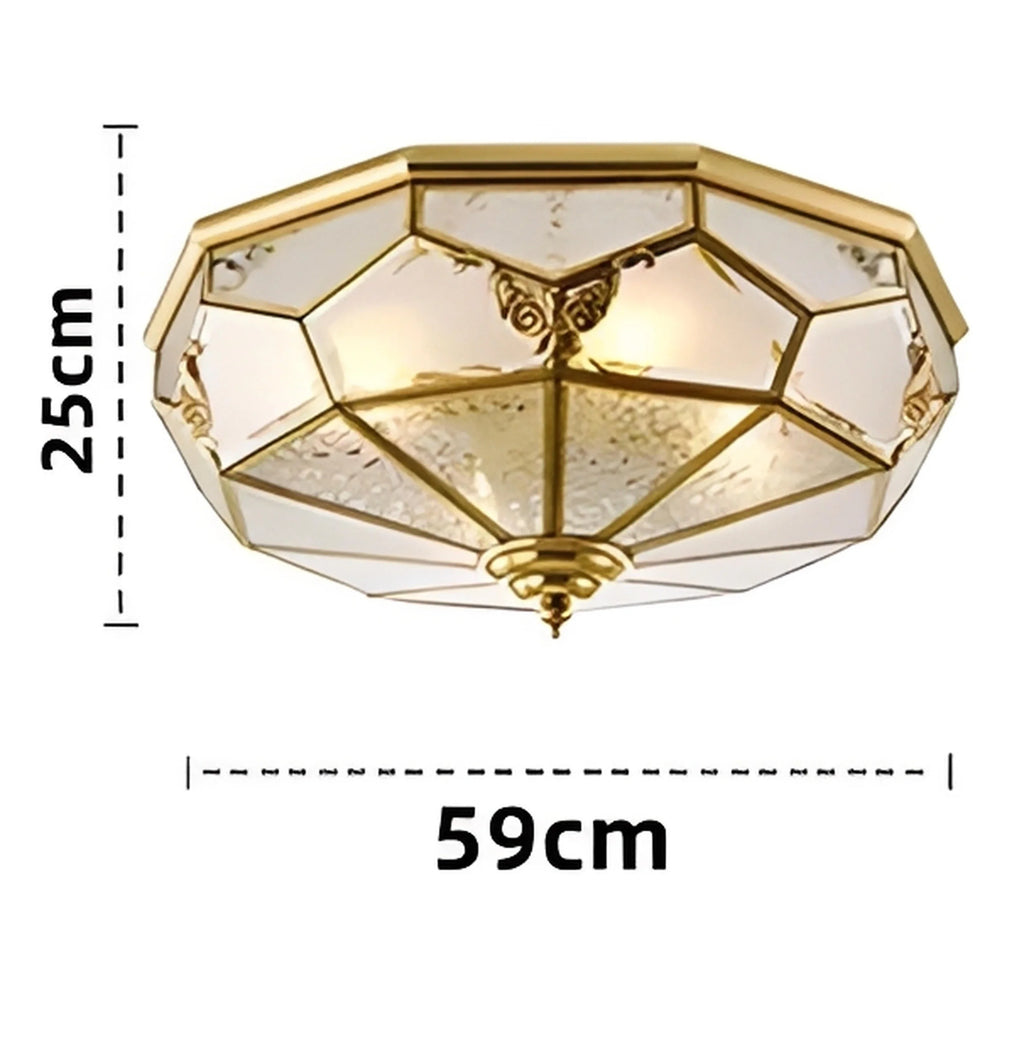 Plafonnier Verre Texturé Vintage Doré 35cm 45cm 59cm