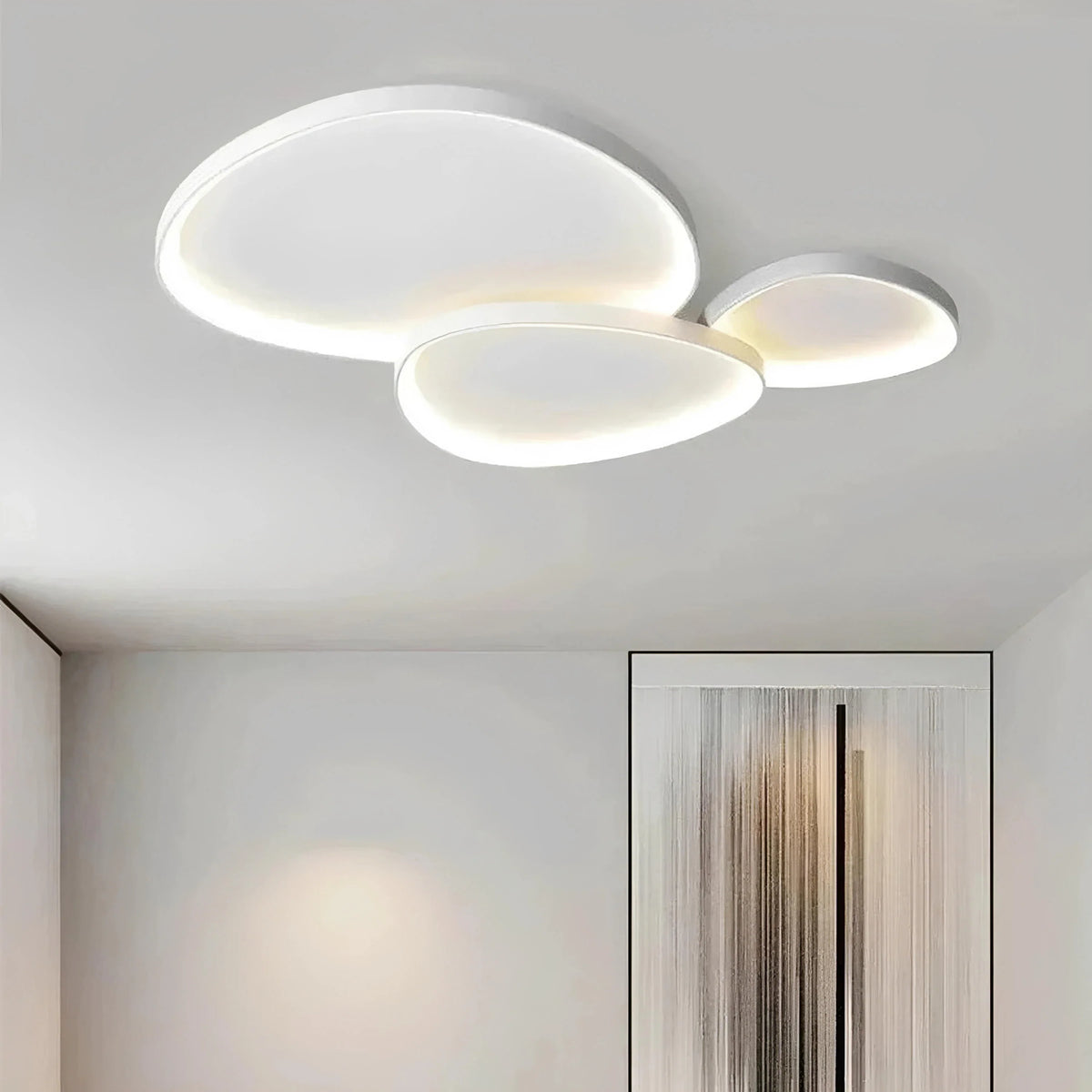 Plafonnier LED Rond Nordique Double Cercle 42cm 90cm Noir Blanc Dimmable