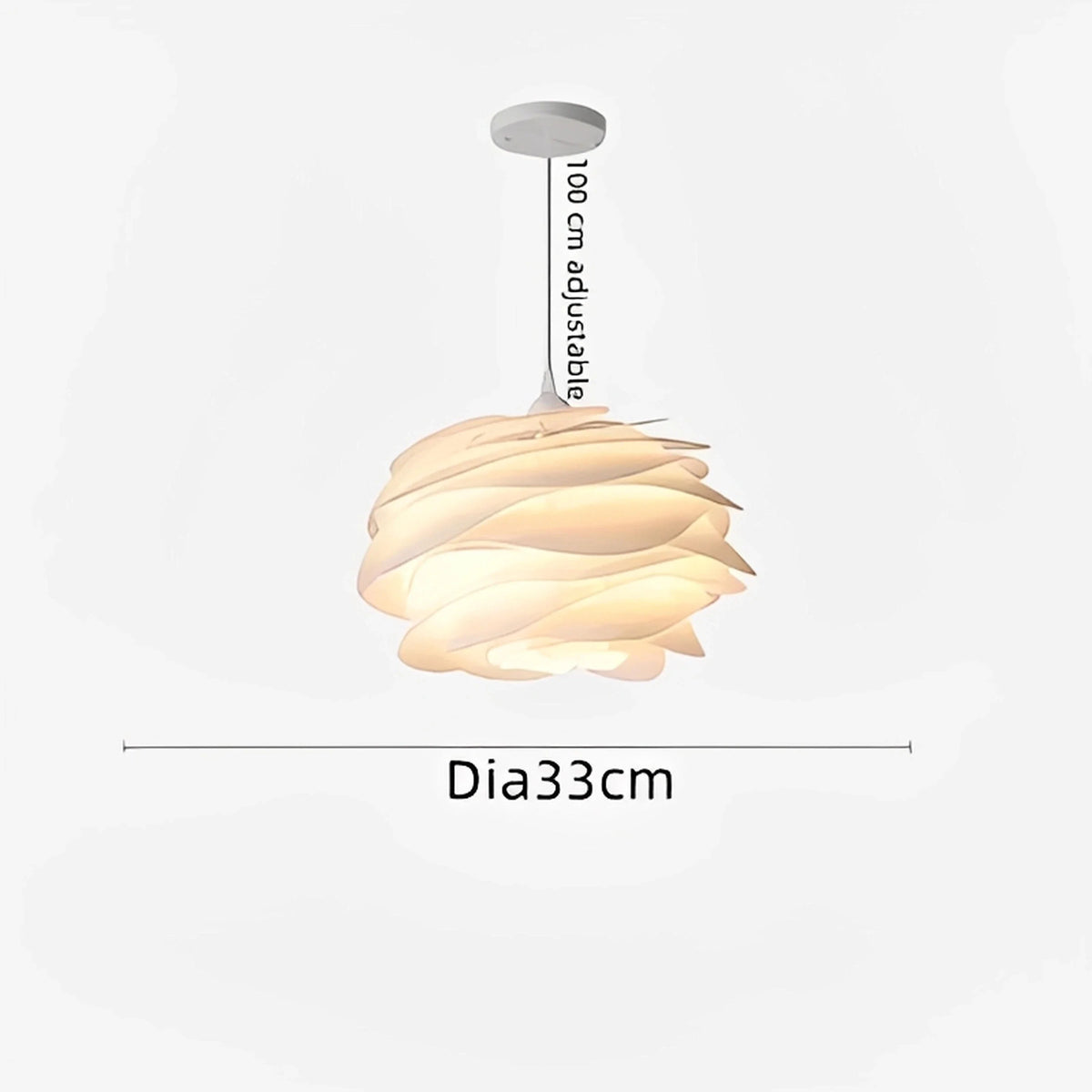 Plafonnier Danois Forme de Rose Blanc 33cm 43cm