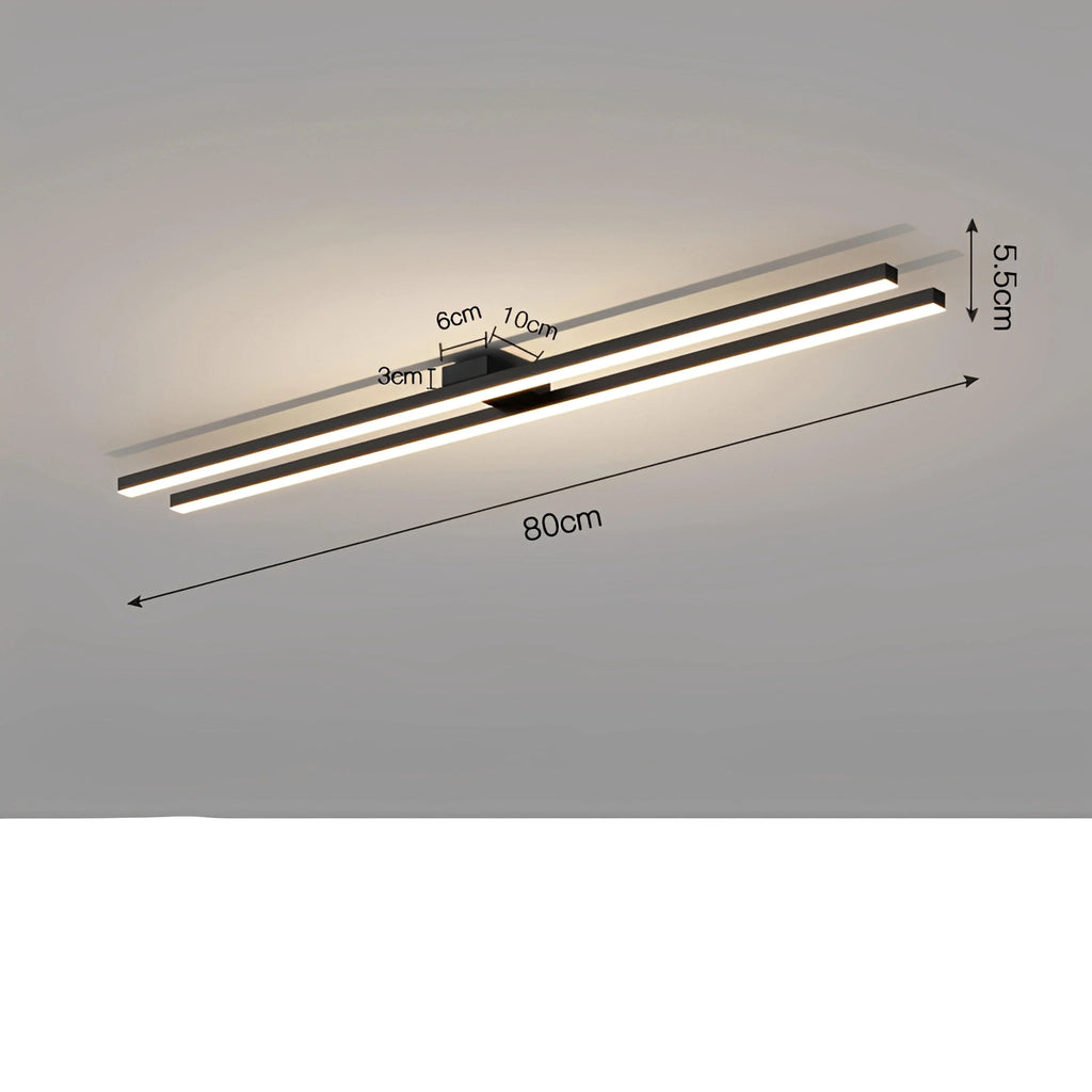 Plafonnier Industriel LED Barre Lumineuse 60cm 80cm 120cm Noir Blanc Dimmable