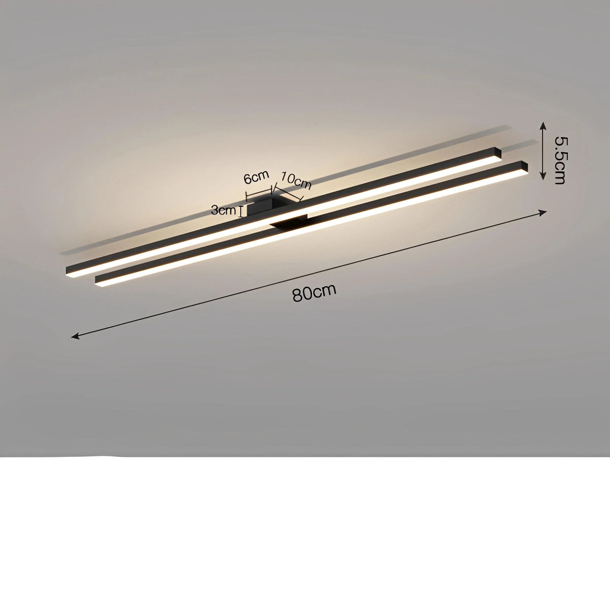 Plafonnier Industriel LED Barre Lumineuse 60cm 80cm 120cm Noir Blanc Dimmable