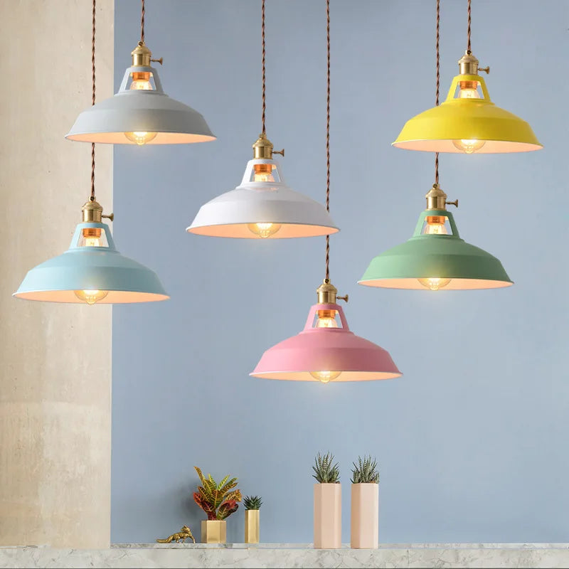 Plafonnier Industriel Rétro Métal Coloré E27 Laiton 7 Couleurs