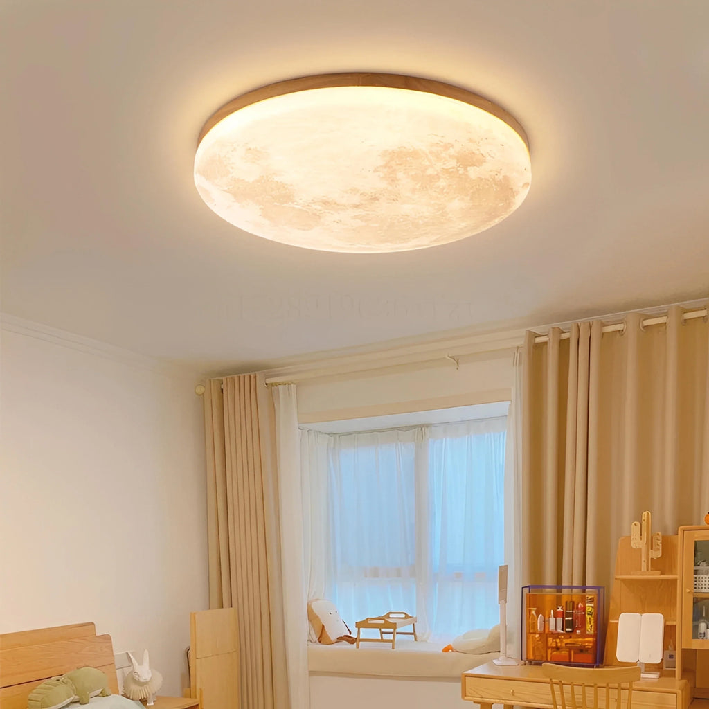 Plafonnier LED Lune 26cm 38cm 48cm Acrylique Texturé Dimmable Télécommande