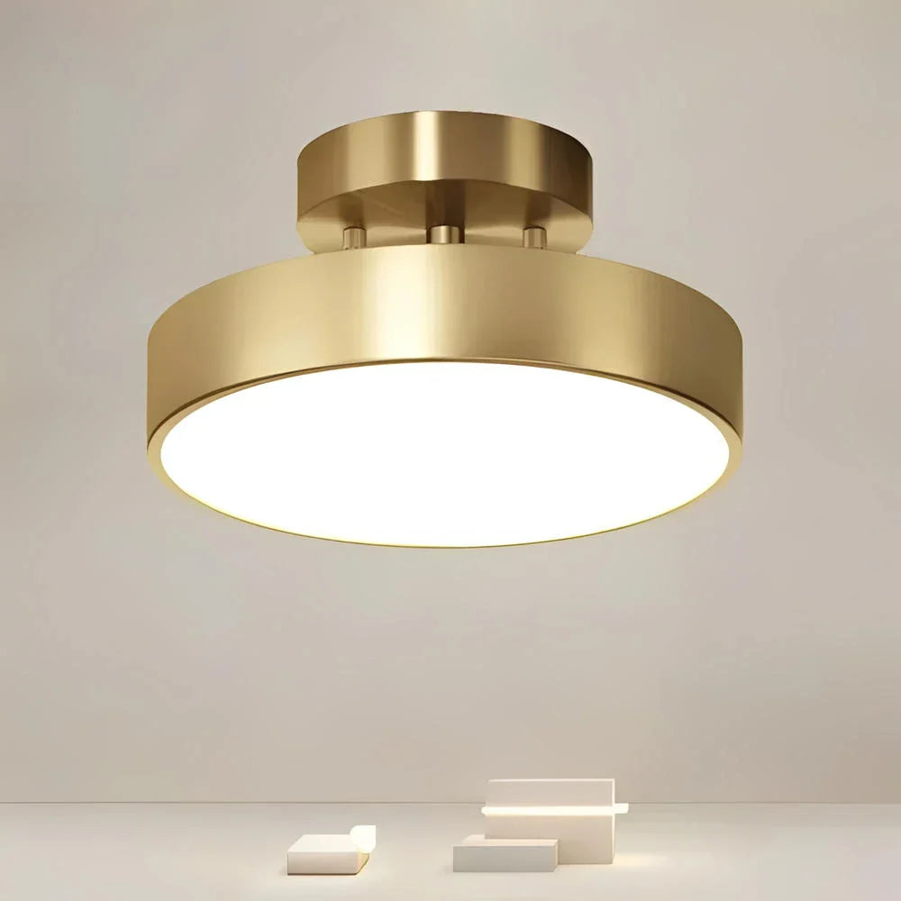 Plafonnier LED Doré Laiton Brossé Rond 30cm