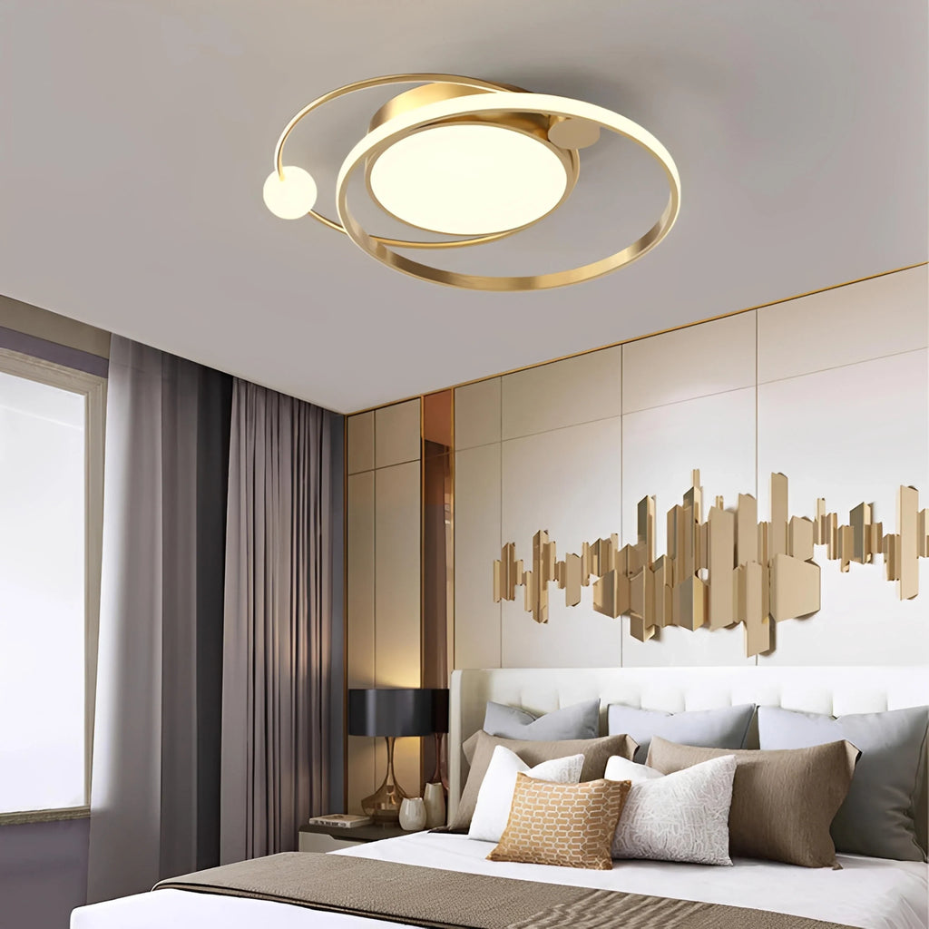 Plafonnier LED Anneau Rond 50cm 60cm Doré Blanc Noir Dimmable Télécommande