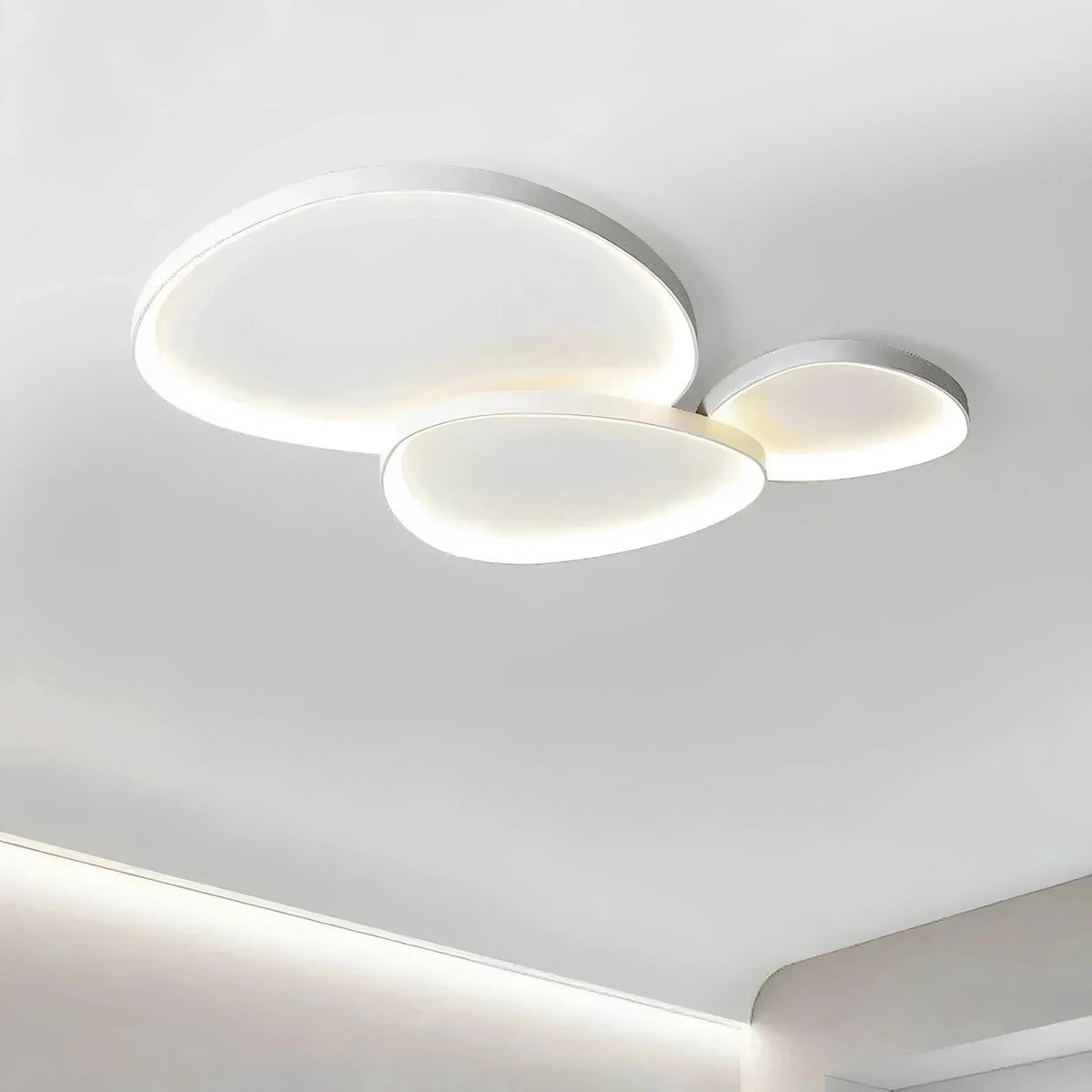 Plafonnier LED Rond Nordique Double Cercle 42cm 90cm Noir Blanc Dimmable