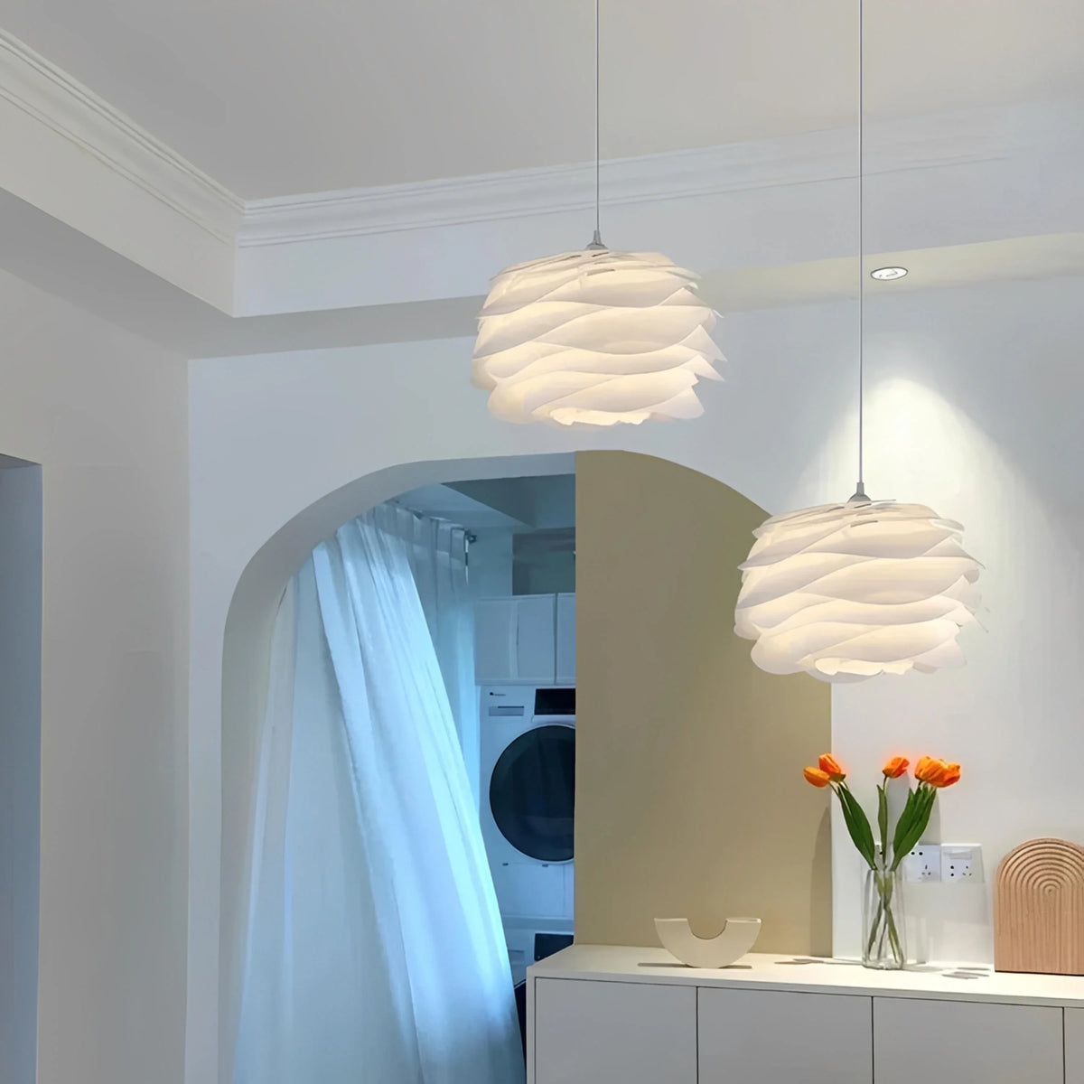 Plafonnier Danois Forme de Rose Blanc 33cm 43cm