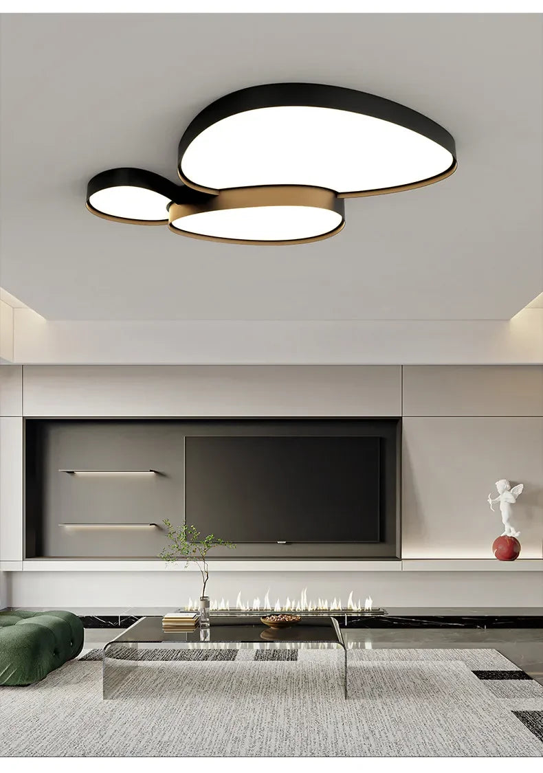 Plafonnier LED Ultra-Fin Fer Noir Blanc 40cm 50cm 90cm Dimmable Télécommande