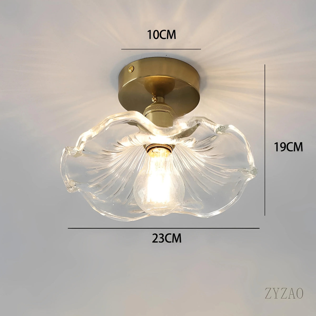 Plafonnier Verre Ondulé Vintage Transparent Vert E27