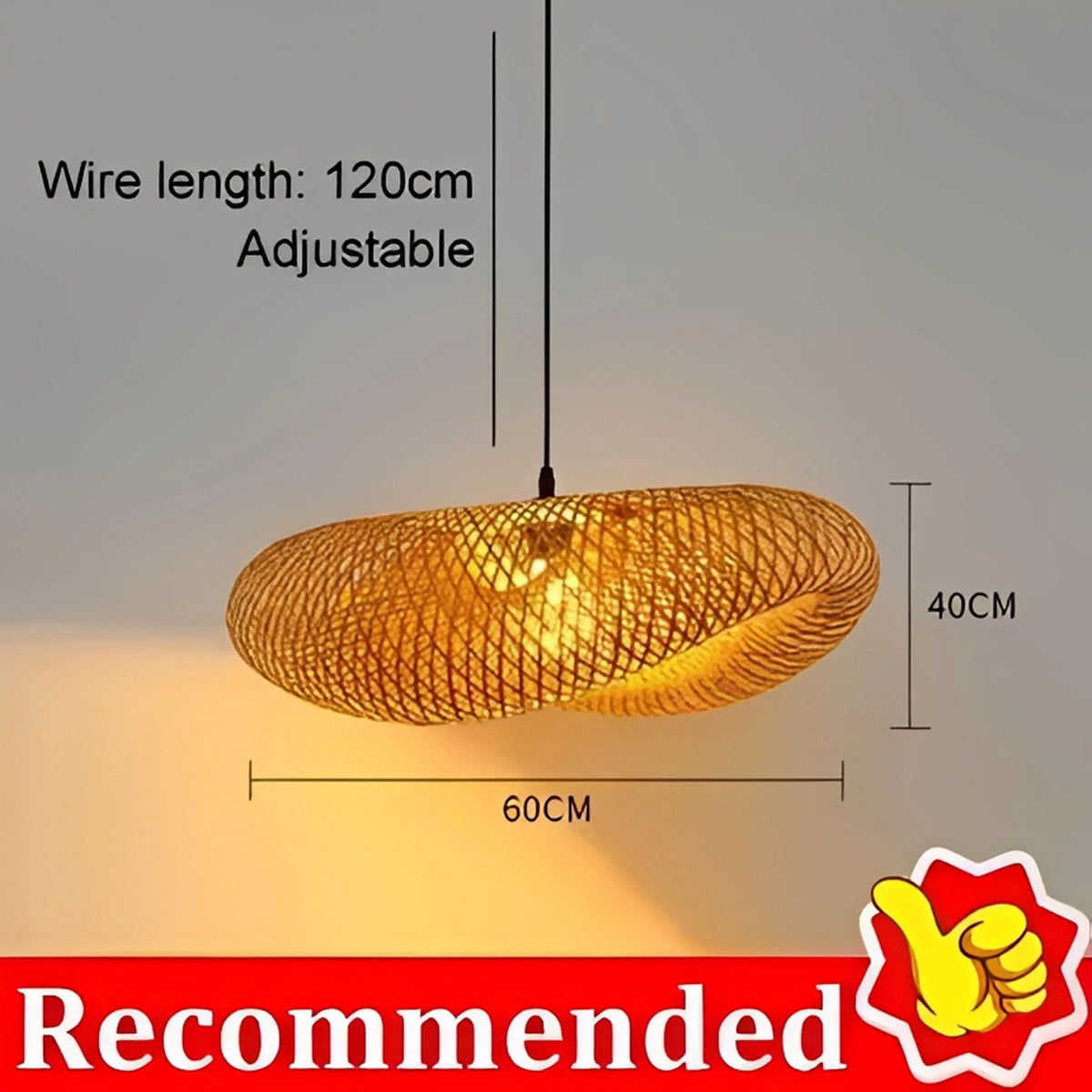Plafonnier Rotin Tressé 40cm 60cm 80cm Style Japonais