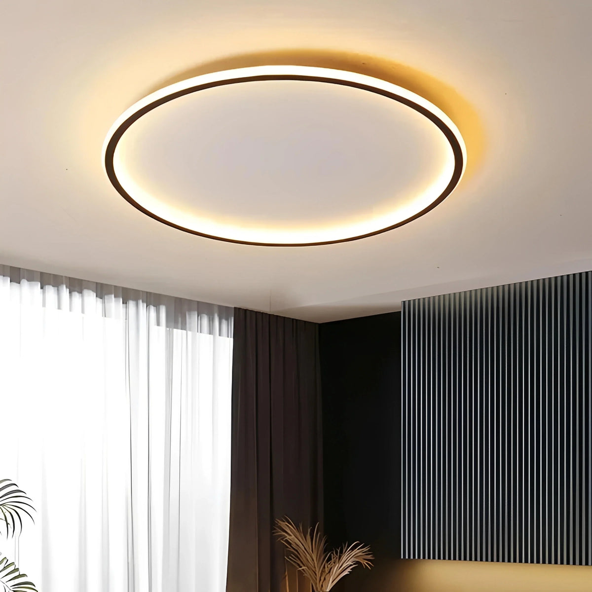 Plafonnier LED Rond Scandinave Ultra-Fin Aluminium Noir Blanc Doré Dimmable