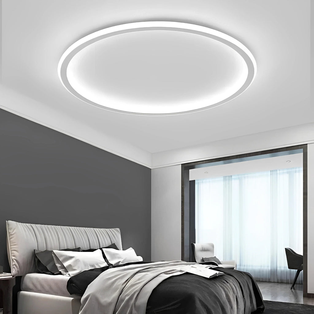 Plafonnier LED Rond Scandinave Ultra-Fin Aluminium Noir Blanc Doré Dimmable