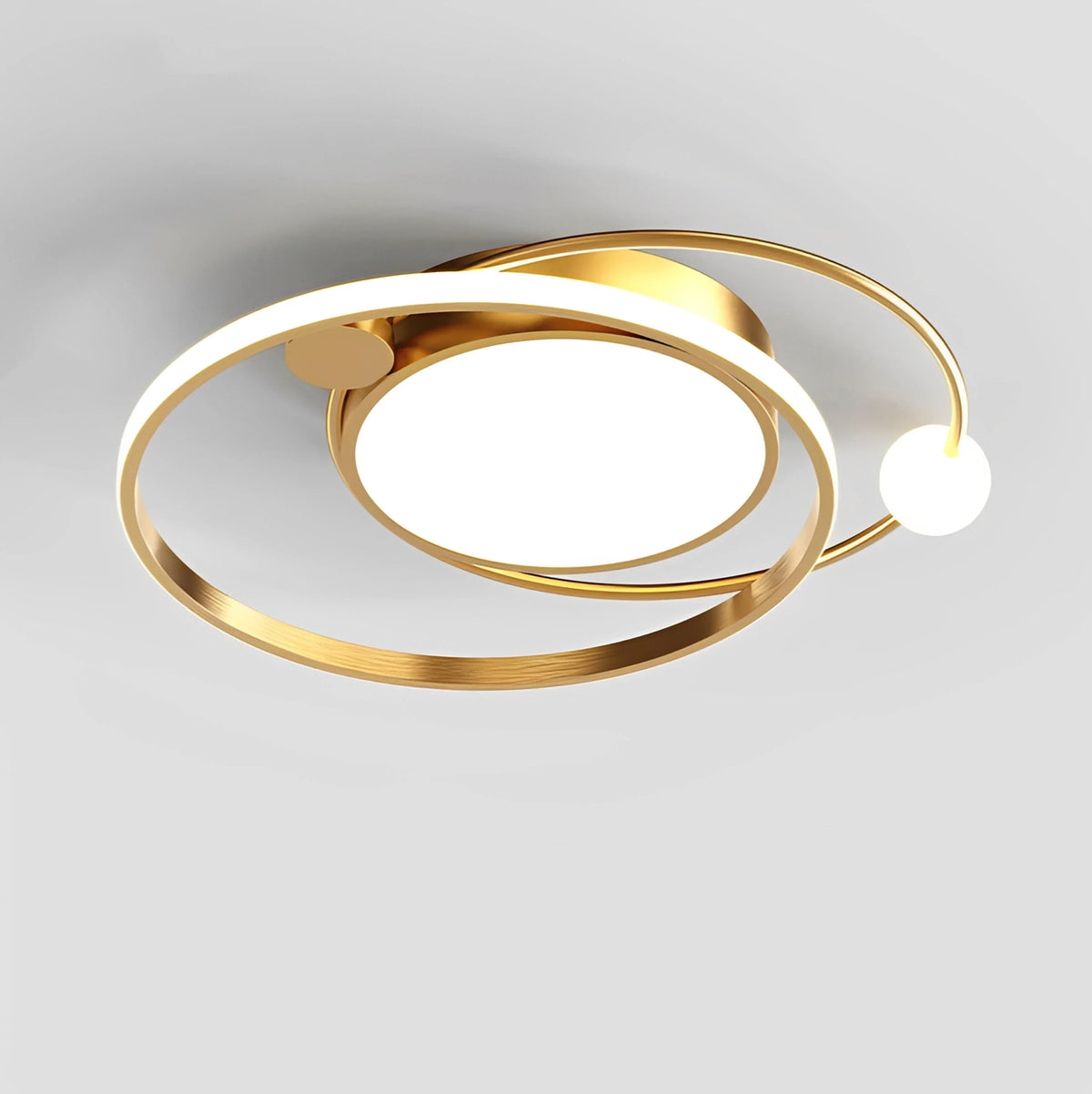 Plafonnier LED Anneau Rond 50cm 60cm Doré Blanc Noir Dimmable Télécommande