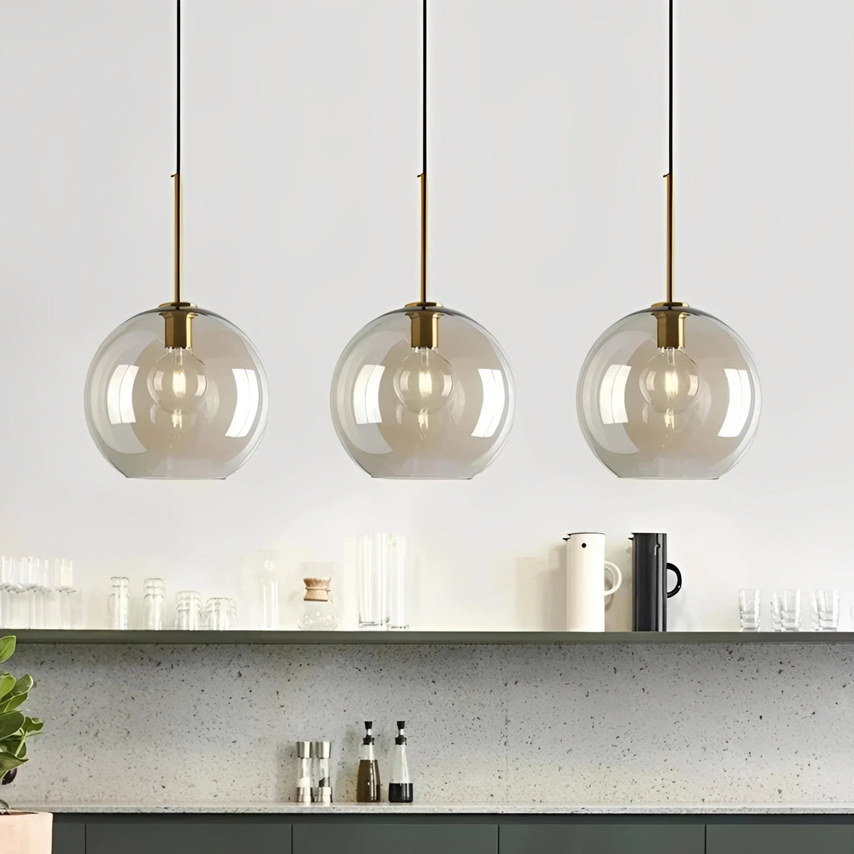 Plafonnier Vintage Verre Fumé Laiton Doré 25cm 28cm Nordique