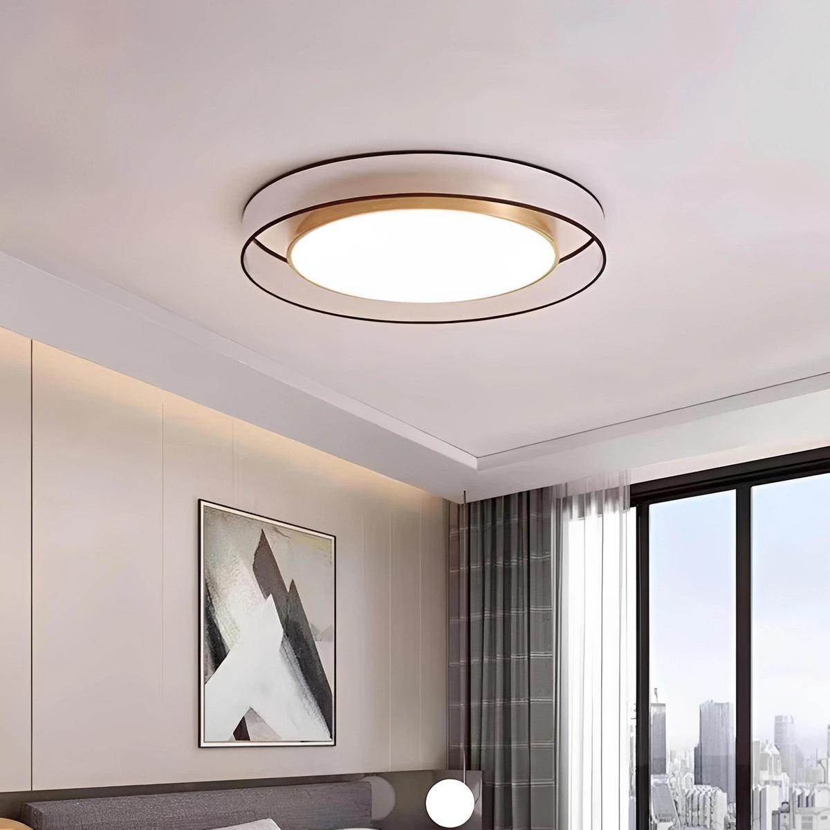 Plafonnier LED Doré Disque Semi-Transparent 40cm 50cm 60cm Dimmable