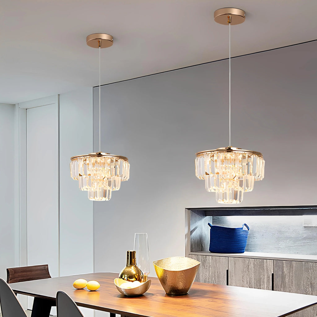 Plafonnier Suspension LED Cristal K9 Rond Dimmable Salon Chambre