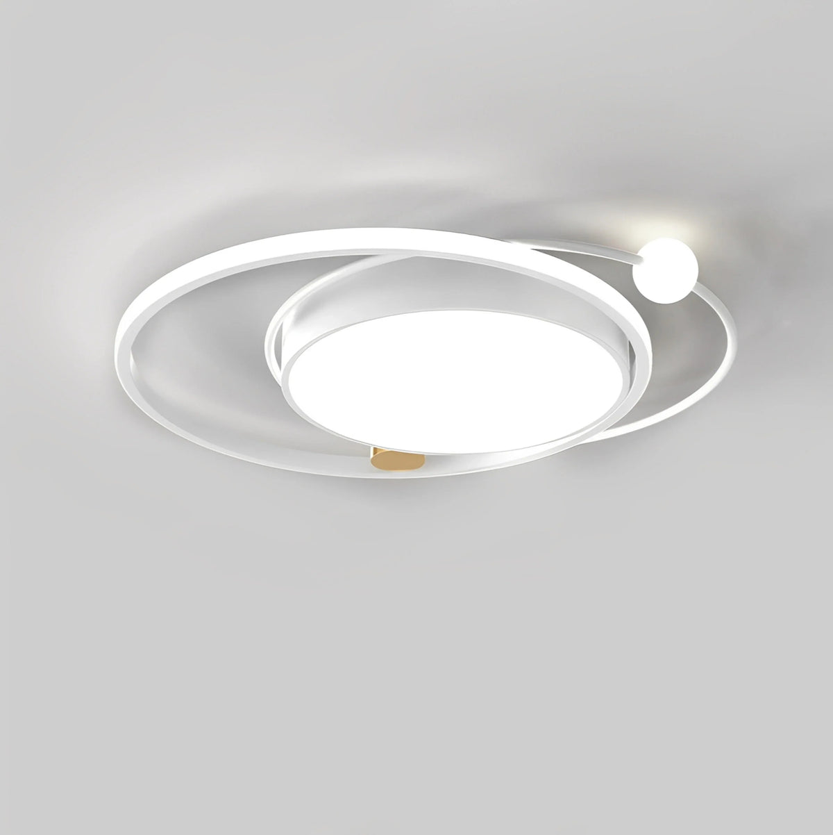 Plafonnier LED Anneau Rond 50cm 60cm Doré Blanc Noir Dimmable Télécommande