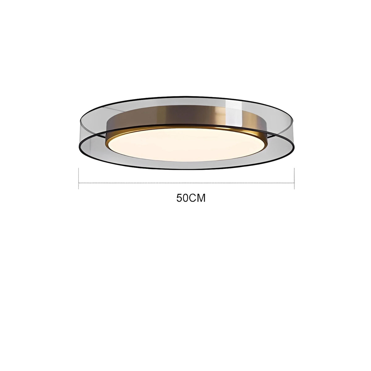 Plafonnier LED Doré Disque Semi-Transparent 40cm 50cm 60cm Dimmable