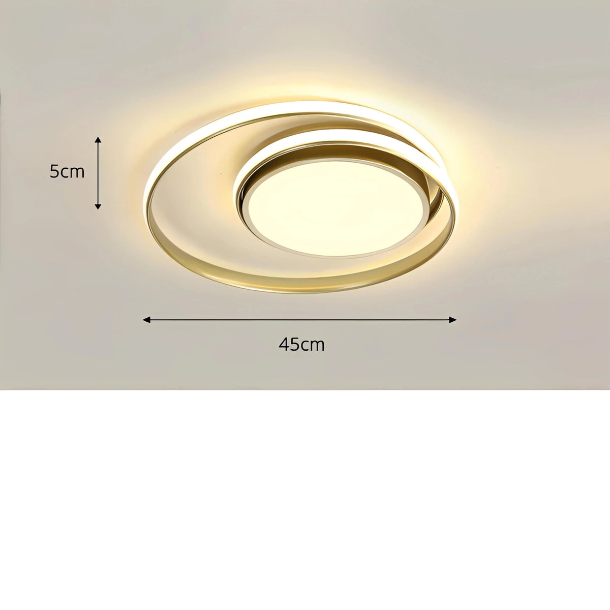 Plafonnier LED Double Boucle Entrelacée Noir Blanc Doré Dimmable Télécommande