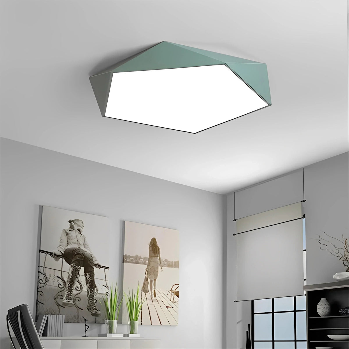 Plafonnier LED Géométrique Pentagonal 40cm 7 Couleurs Dimmable Télécommande