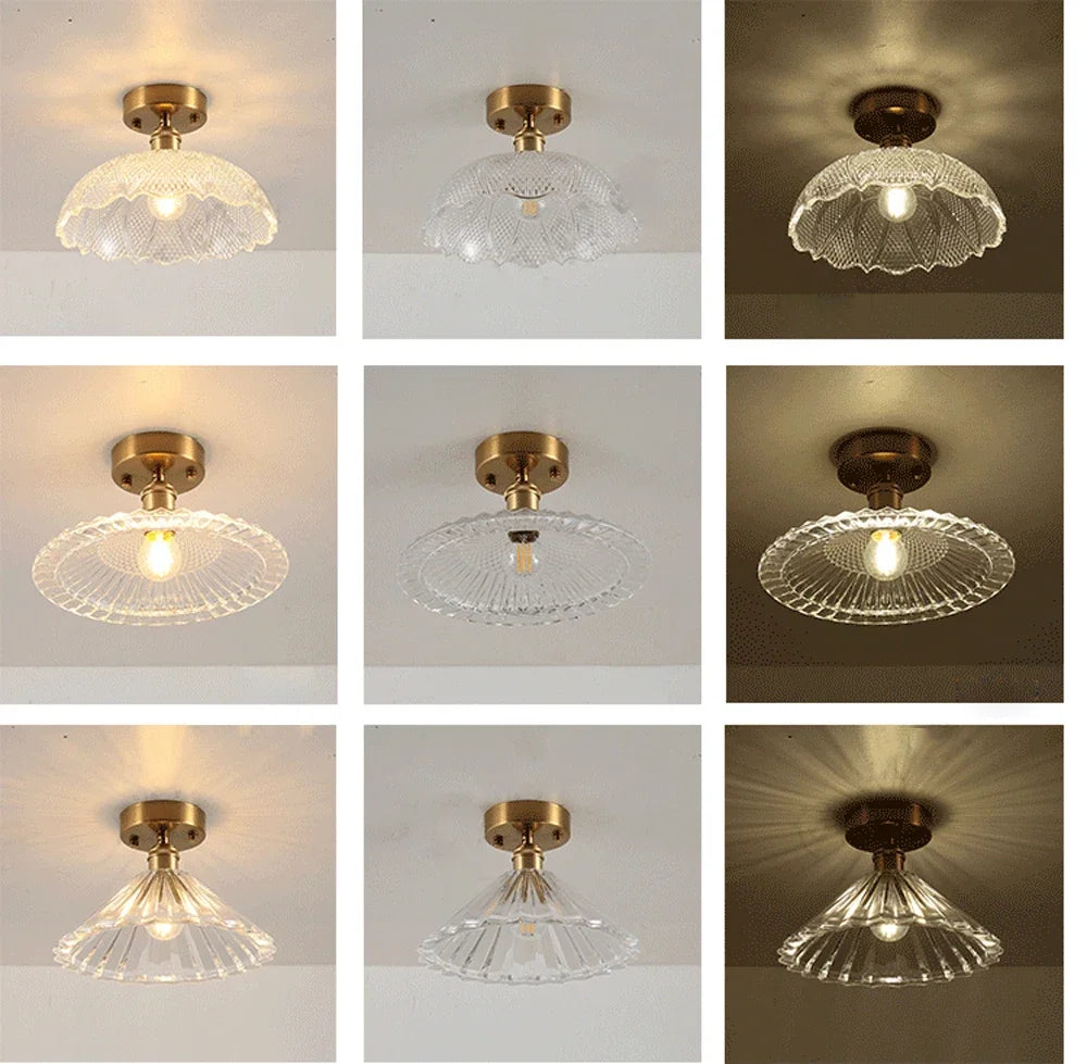 Plafonnier Verre Rétro Loft Vintage E27 22 Modèles Fer et Verre