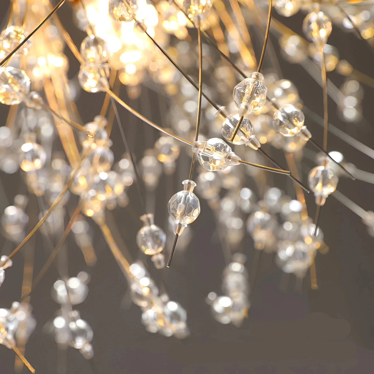 Plafonnier LED Cristal Pissenlit Suspendu Doré Argent