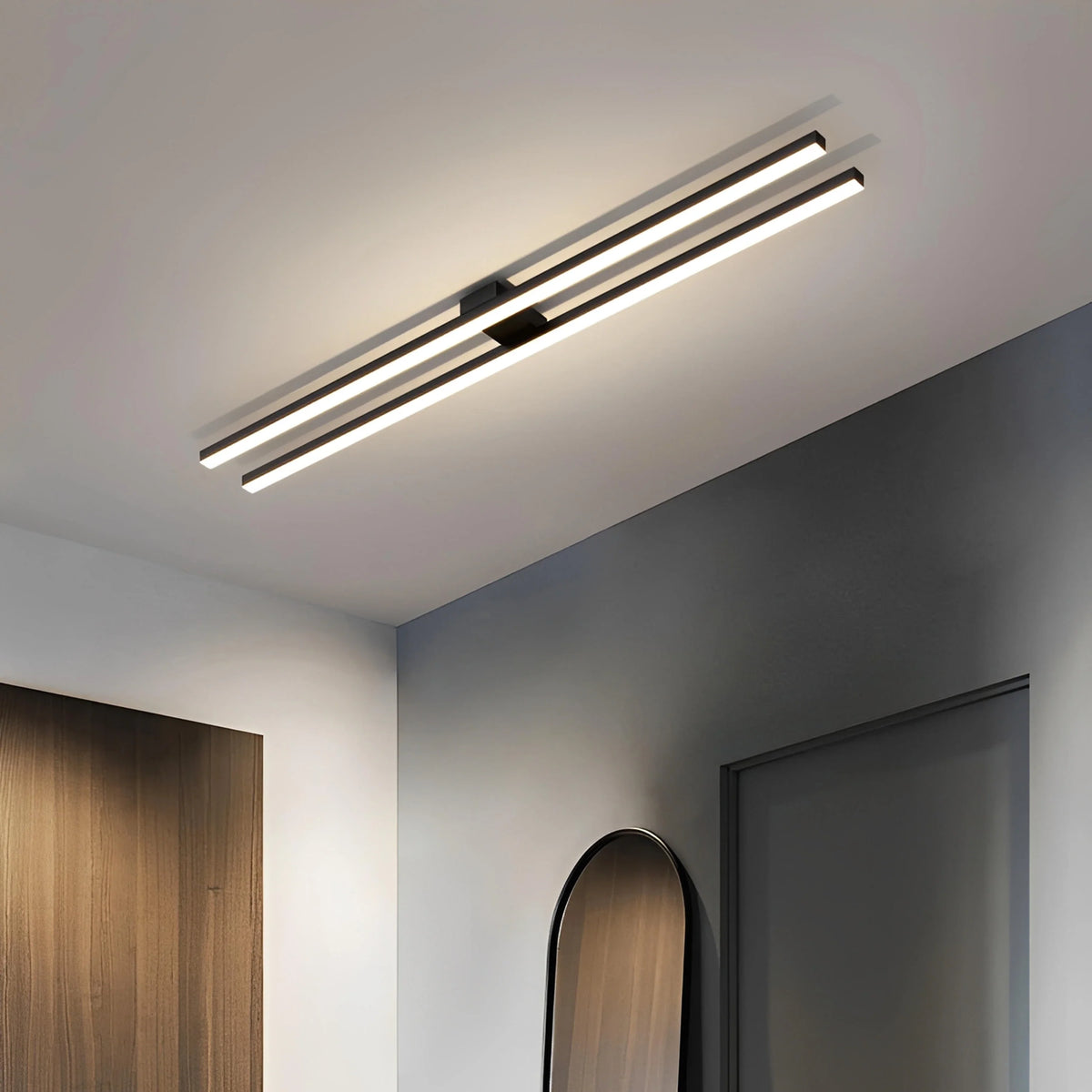 Plafonnier Industriel LED Barre Lumineuse 60cm 80cm 120cm Noir Blanc Dimmable