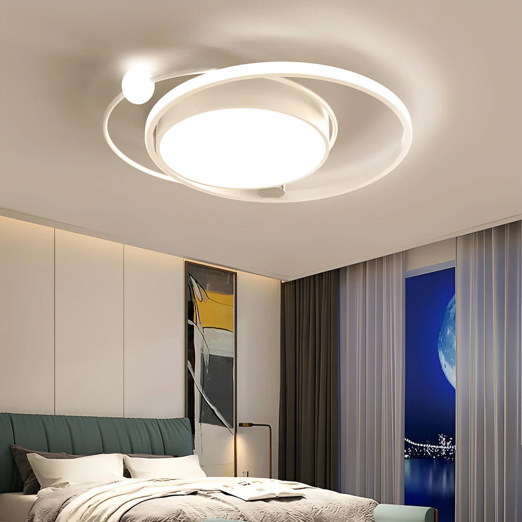 Plafonnier LED Anneau Rond 50cm 60cm Doré Blanc Noir Dimmable Télécommande