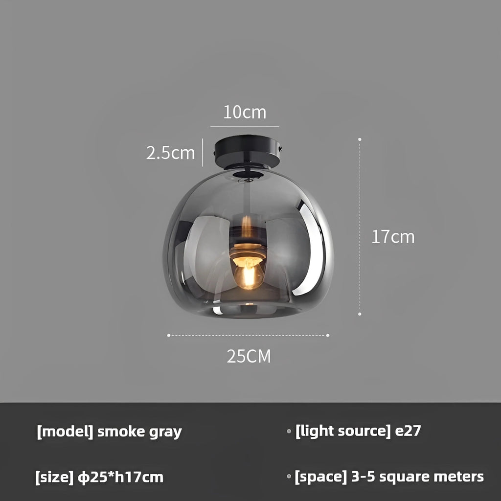Plafonnier LED Verre Ambré ou Gris Fumé Avec ou Sans Tige