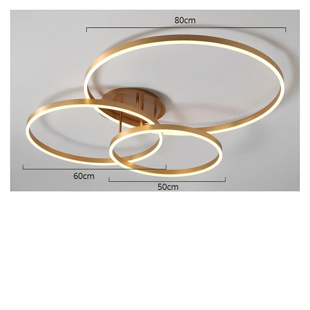 Plafonnier LED Rond Doré Anneaux Acrylique 40cm à 60cm Dimmable Télécommande