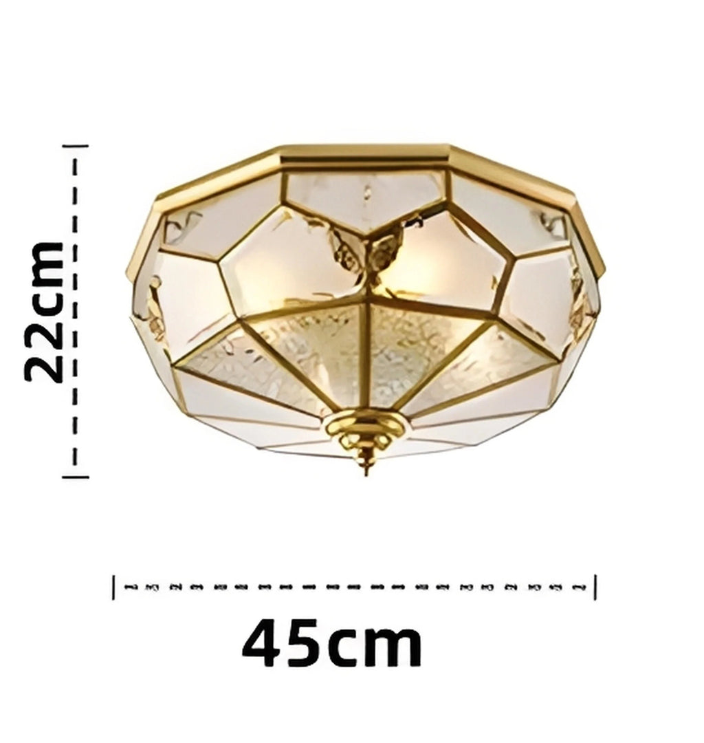 Plafonnier Verre Texturé Vintage Doré 35cm 45cm 59cm