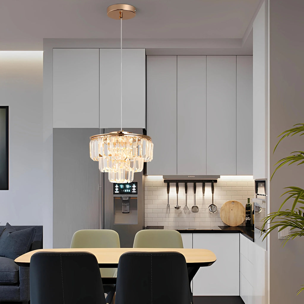 Plafonnier Suspension LED Cristal K9 Rond Dimmable Salon Chambre