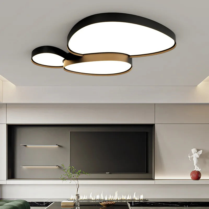 Plafonnier LED Ultra-Fin Fer Noir Blanc 40cm 50cm 90cm Dimmable Télécommande