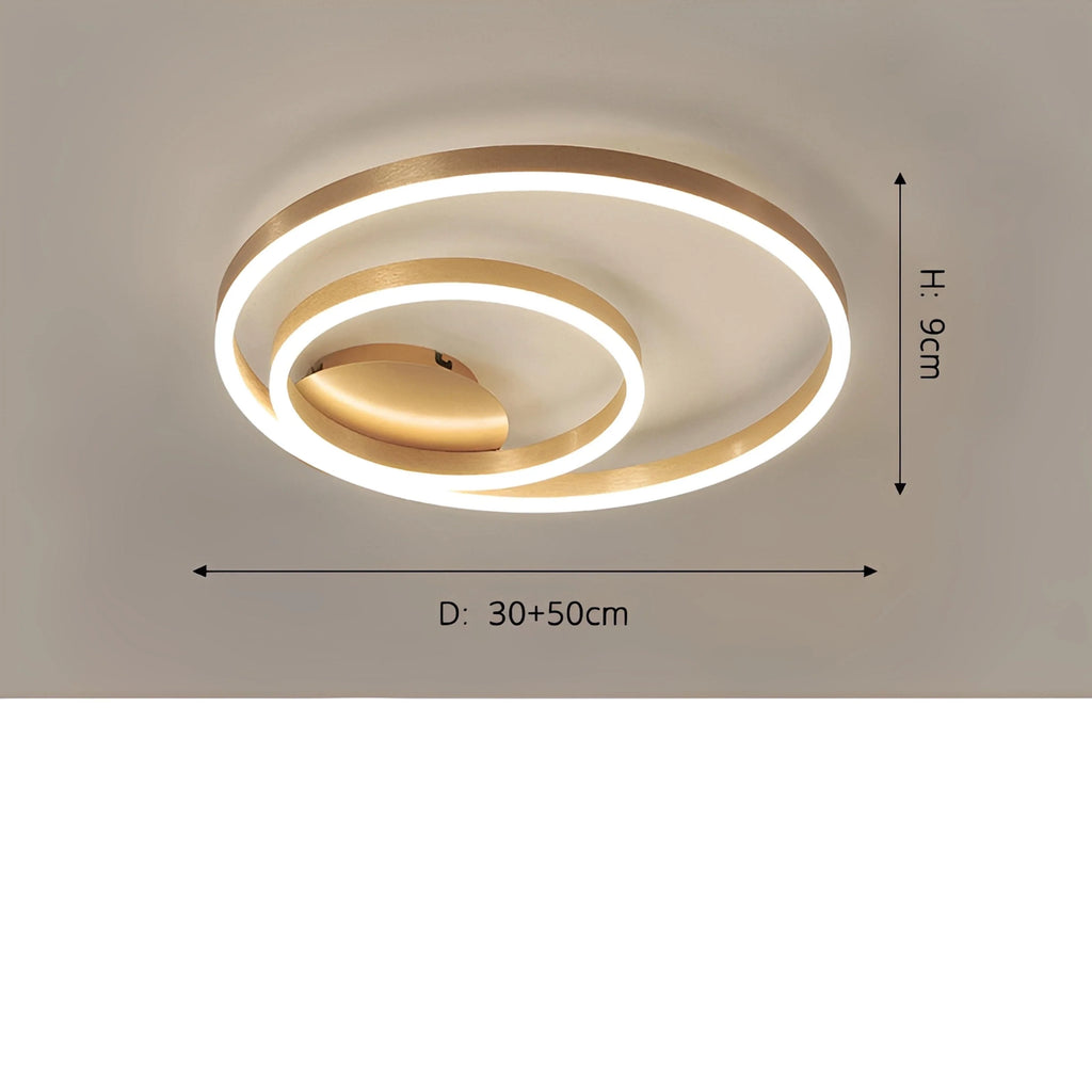 Plafonnier LED Rond Doré Anneaux Acrylique 40cm à 60cm Dimmable Télécommande