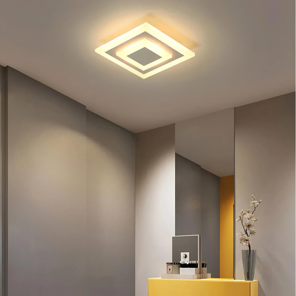 Plafonnier Carré LED Double Cadre Noir Blanc Tricolore