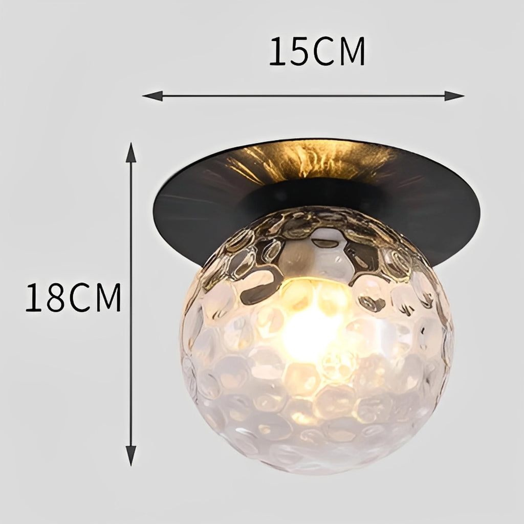 Plafonnier LED Boule Verre Facetté 15cm Doré Noir