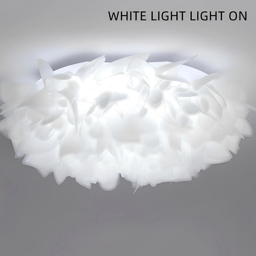 Plafonnier LED Fleurs Blanches Nordique 53cm 73cm Dimmable Télécommande