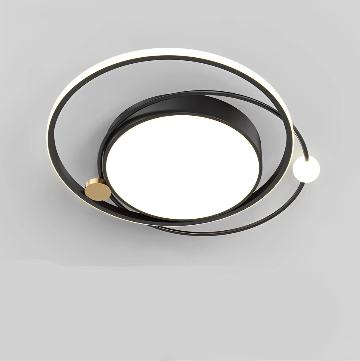 Plafonnier LED Anneau Rond 50cm 60cm Doré Blanc Noir Dimmable Télécommande