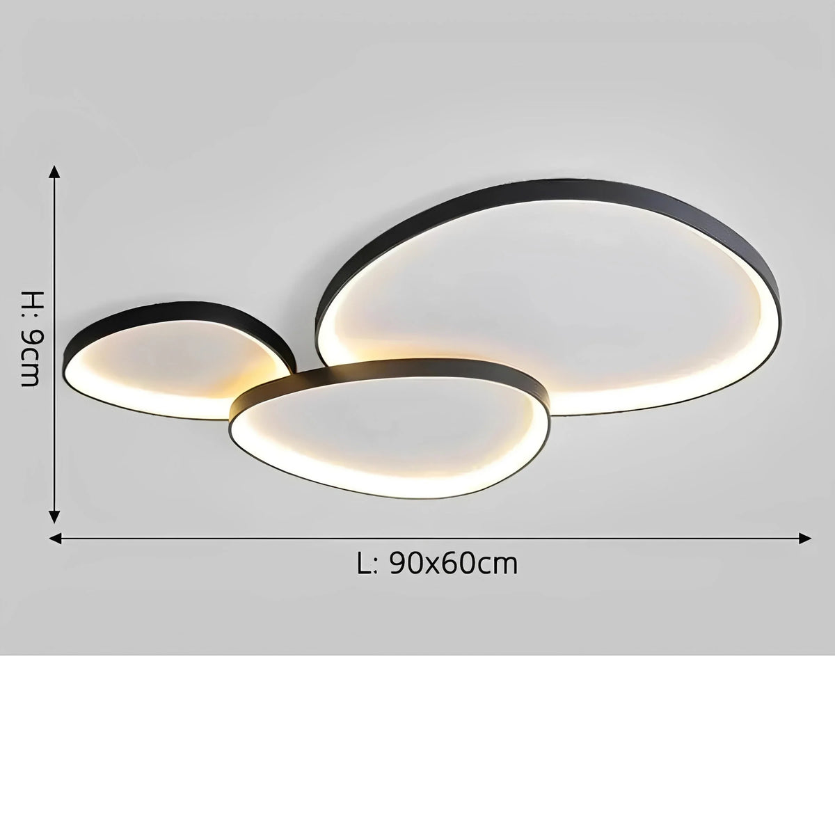 Plafonnier LED Rond Nordique Double Cercle 42cm 90cm Noir Blanc Dimmable